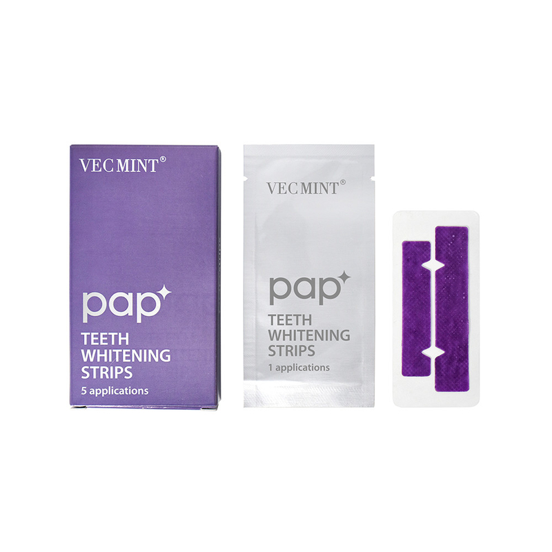 VECMINT pap* شريطات تبييض الأسنان المتقدمة - حزمة من 5 تطبيقات ابتسامة بيضاء دائمة