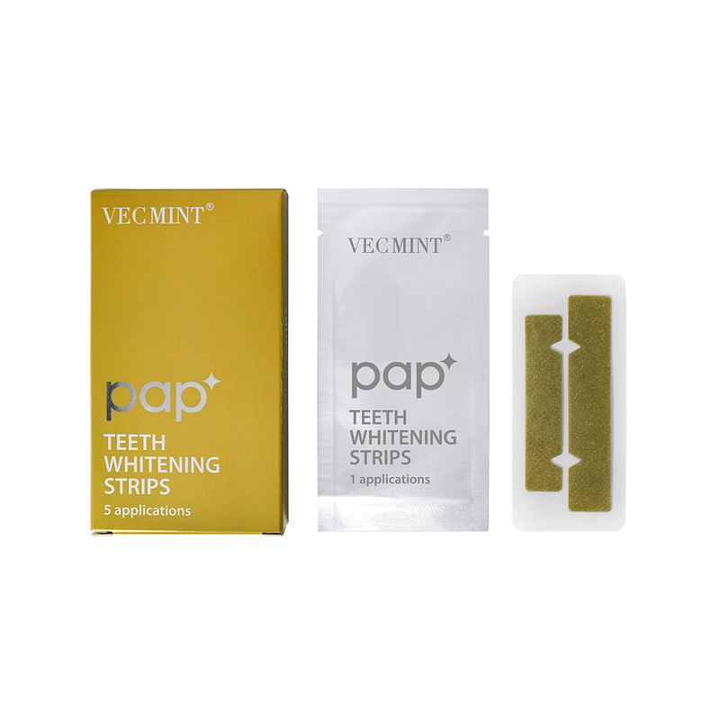 VECMINT pap* شريطات تبييض الأسنان المتقدمة - حزمة من 5 تطبيقات ابتسامة بيضاء دائمة