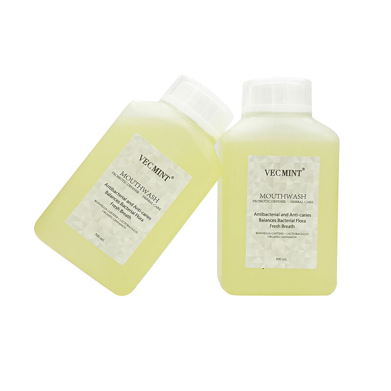 VECMINT الدفاع البروبيوتيكي غسول الفم العشبي - مضاد للبكتيريا مكافحة التجاويف غسل الفموي (يتوازن النباتات البكتيرية والنفس الطازج) 500 مل بكمية كبيرة