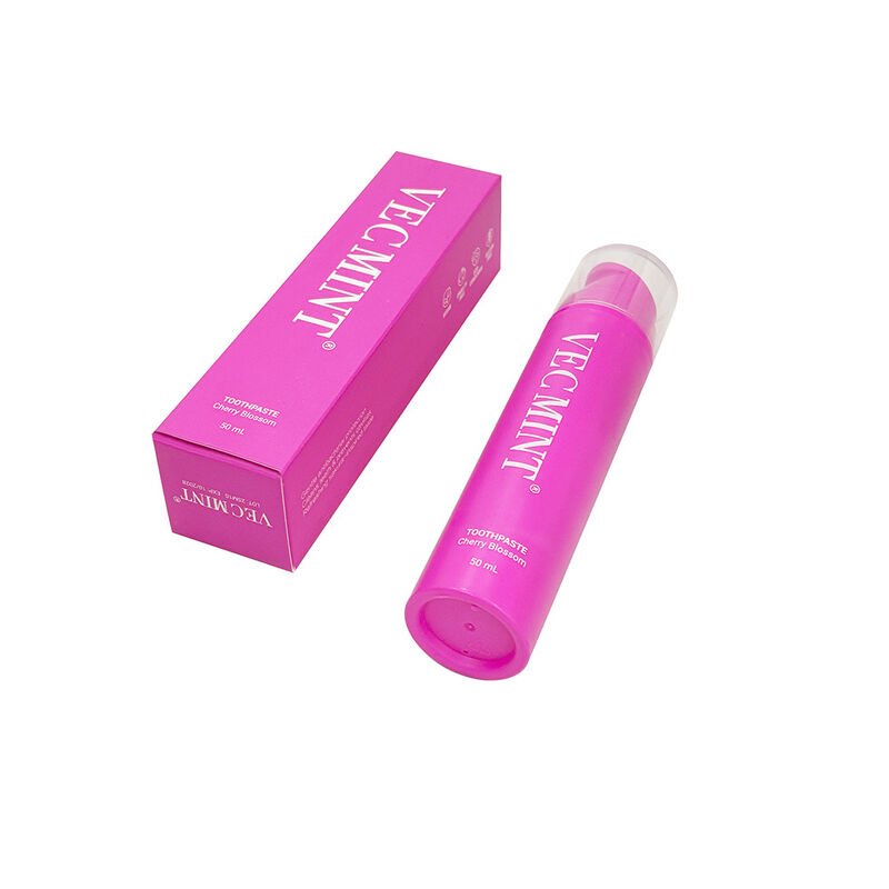 معجون أسنان VECMINT Cherry Blossom 50mL - تصميم الزجاجة المضخة معجون العناية الفموية الخالي من الفلورايد للأسنان اللطيفة النظيفة والنفس الطازج